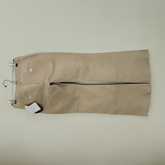 Newport News genuine leather beige Bootcut pants pockets women's size 4 - Picture 9 of 10